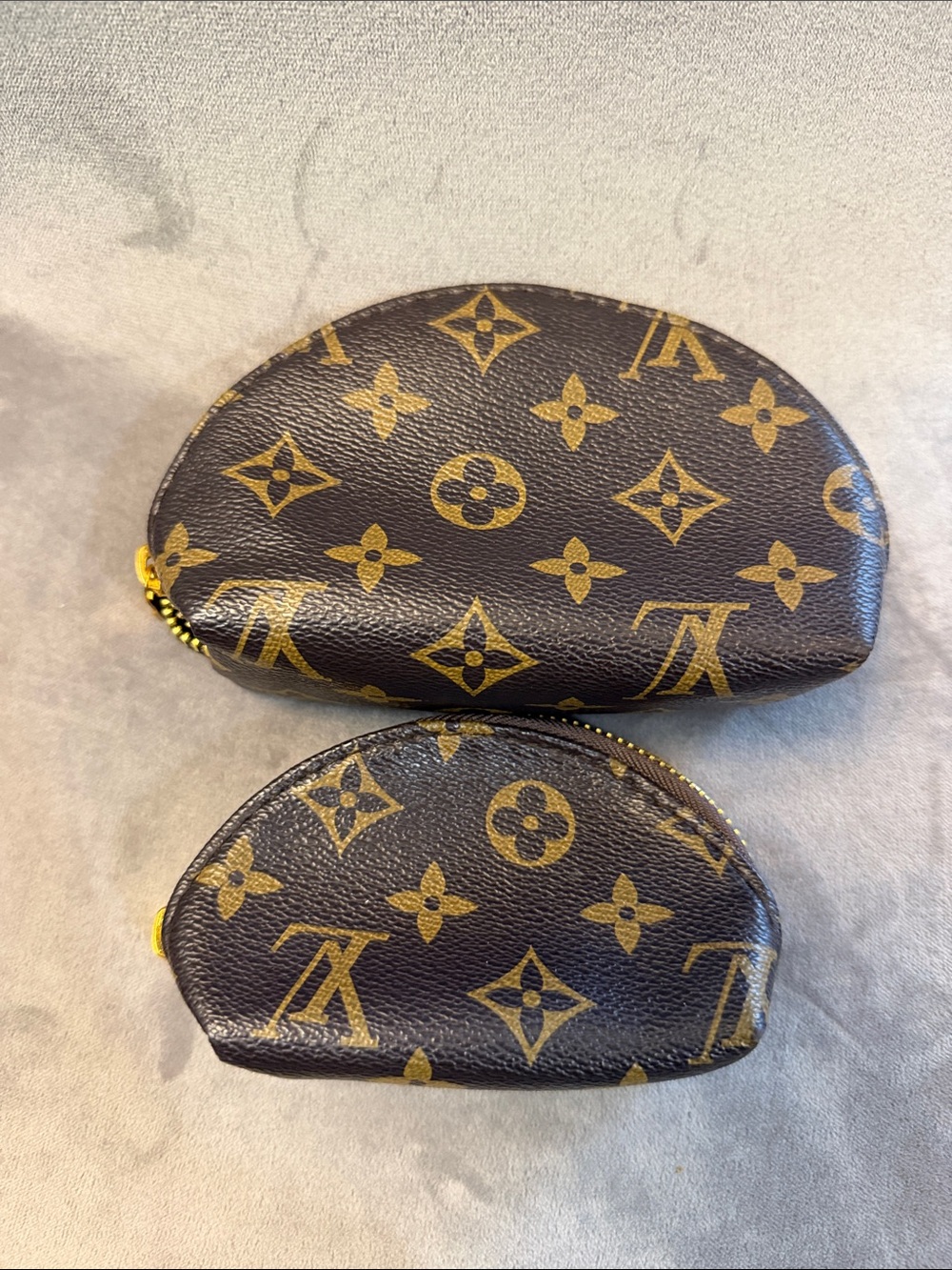 Vintage Brown and Gold Monogram Half-Moon Coin & Card Holders